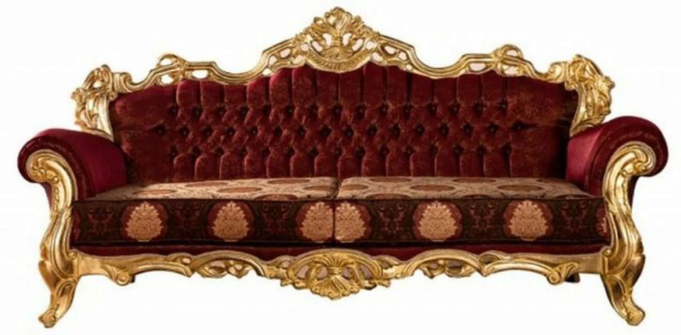 Casa Padrino Sofa Luxus Barock Sofa Bordeauxrot / Gold - Prunkvolles Wohnzi günstig online kaufen