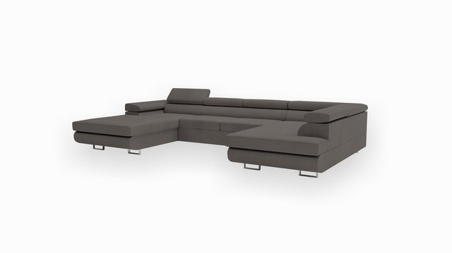 Goldstoff Wohnlandschaft VENUS U-Form Ecksofa mit Schlaffunktion und Bettka günstig online kaufen