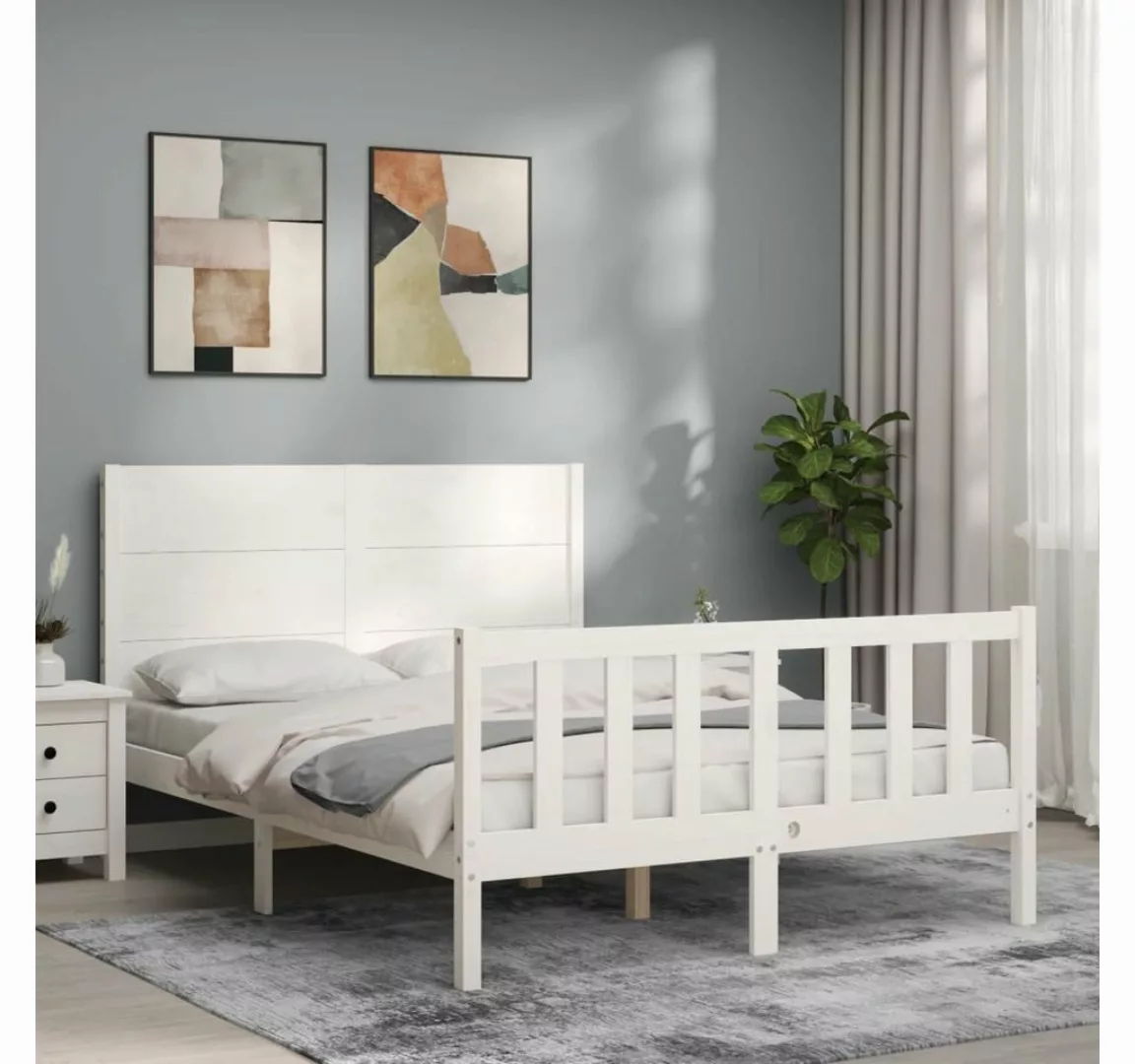 vidaXL Bett Massivholzbett ohne Matratze Weiß 120x200 cm Kiefernholz günstig online kaufen