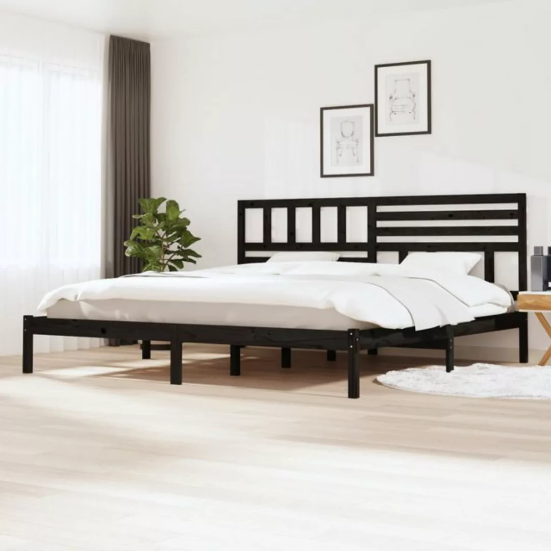 vidaXL Bettgestell Massivholzbett Schwarz Kiefer 200x200 cm Doppelbett Bett günstig online kaufen