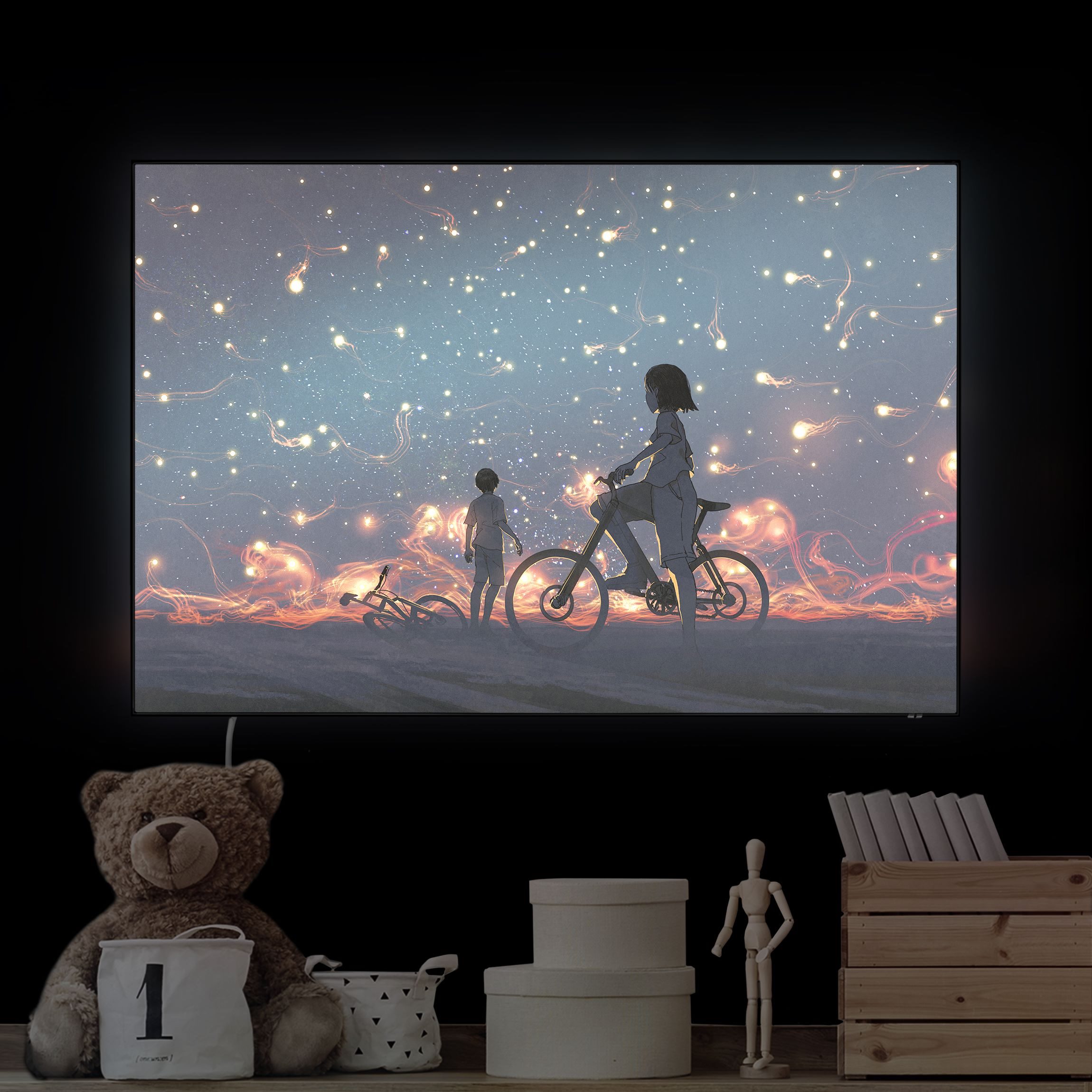 LED-Wechselbild Anime Zeichnung Lichter auf dem Fahrrad günstig online kaufen