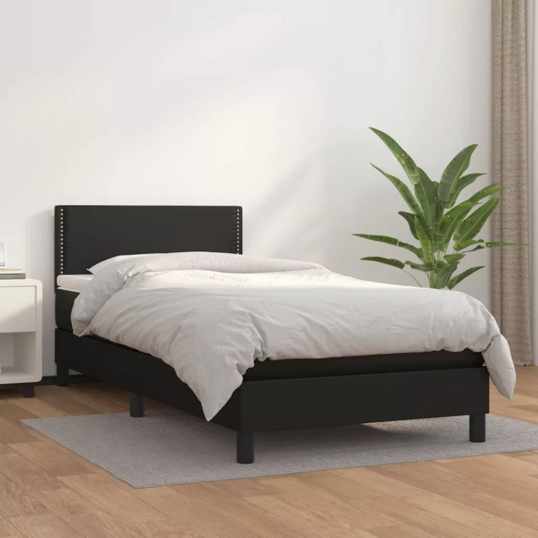 Vidaxl Boxspringbett Mit Matratze Schwarz 80x200 Cm Kunstleder günstig online kaufen