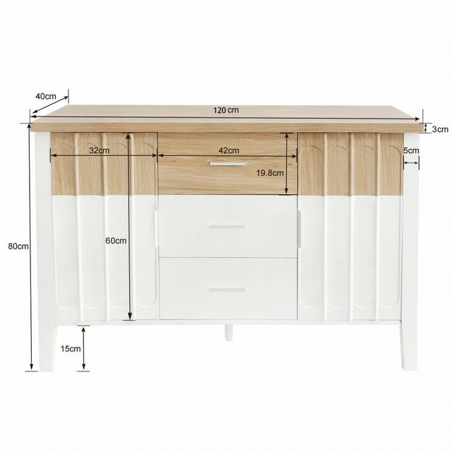 IDEASY Vorratsschrank Sideboard mit Türen und Schubladen, Türen in Weiß und günstig online kaufen