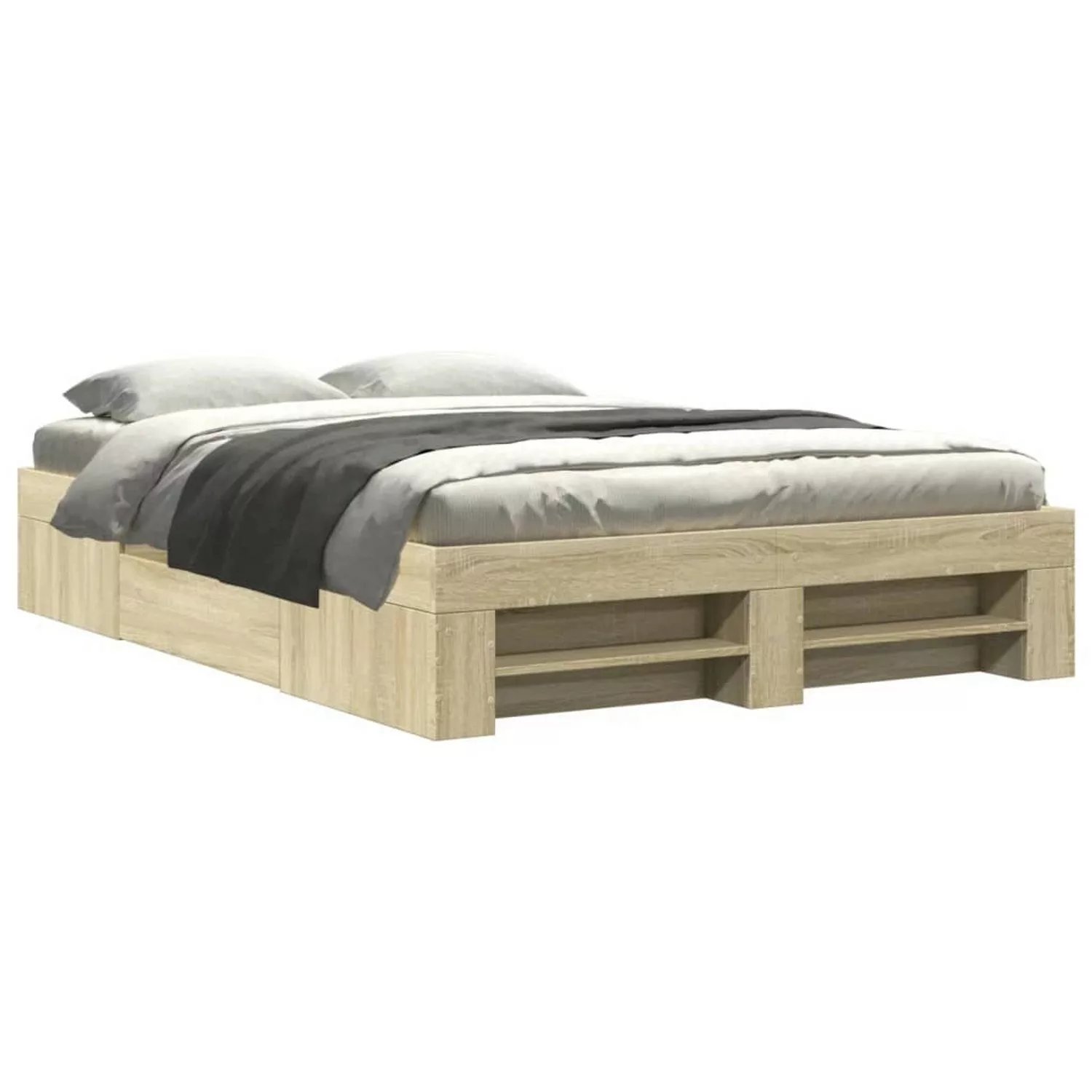 vidaXL Bettgestell Sonoma-Eiche 135x190 cm Holzwerkstoff Modell 12104129 günstig online kaufen