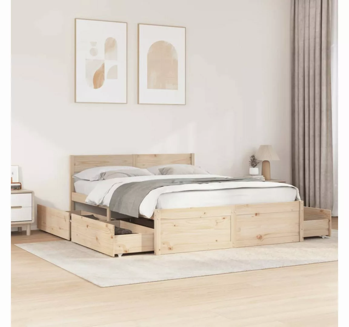 vidaXL Bett, Massivholzbett ohne Matratze 150x200 cm Kiefernholz günstig online kaufen