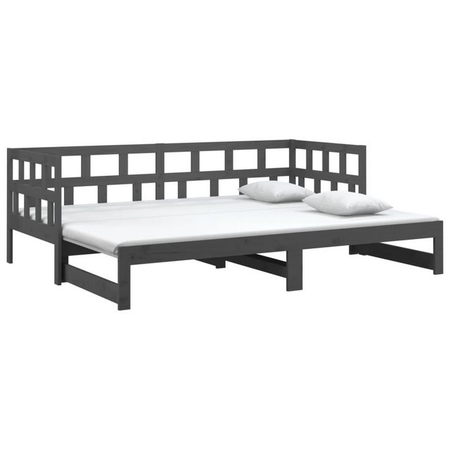 vidaXL Bett Tagesbett Ausziehbar Grau Massivholz Kiefer 2x(80x200) cm günstig online kaufen