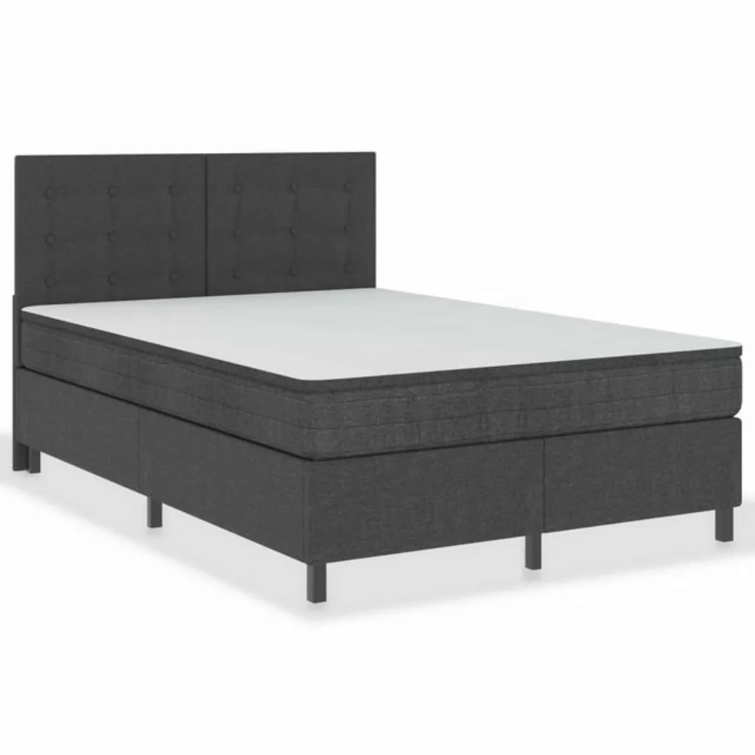 vidaXL Boxspringbett, Boxspringbett Dunkelgrau Stoff 140x200 cm günstig online kaufen