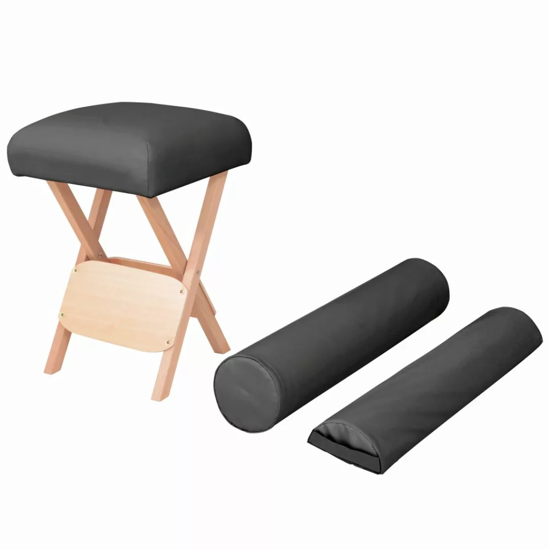 Massage-klapphocker 12 Cm Dicker Sitz + 2 Nackenrollen Schwarz günstig online kaufen