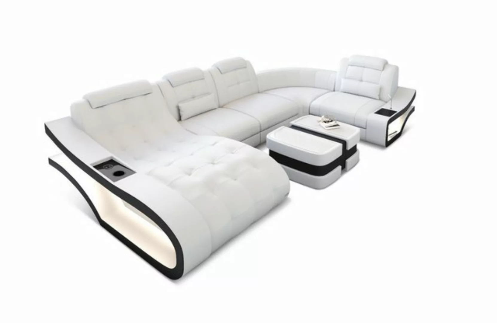 Sofa Dreams Wohnlandschaft Ledersofa Elegante Mini U, Designersofa, Sofa mi günstig online kaufen