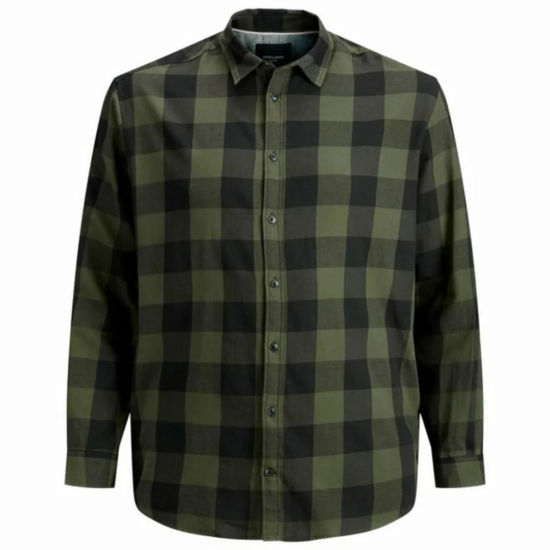 Jack & Jones PlusSize Langarmhemd Große Größen Herren Karohemd Langarm oliv günstig online kaufen