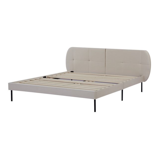 en.casa Polsterbett, »Porvoo« Samt 160 x 200 cm Beige günstig online kaufen