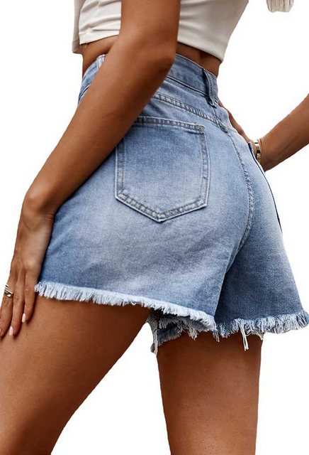 SEGUEN Jeansshorts Washed and fringed ripped jeans (Casual Shorts Women) günstig online kaufen