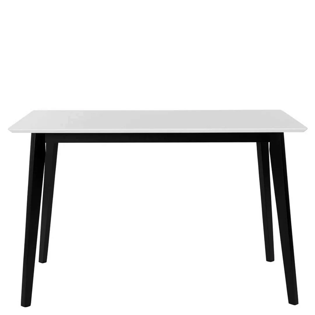 Küchen Tisch in Weiß und Schwarz rechteckiger Tischplatte günstig online kaufen