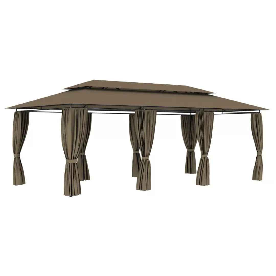 Pavillon Mit Vorhängen 600x298x270 Cm Taupe 180 G/mâ² günstig online kaufen