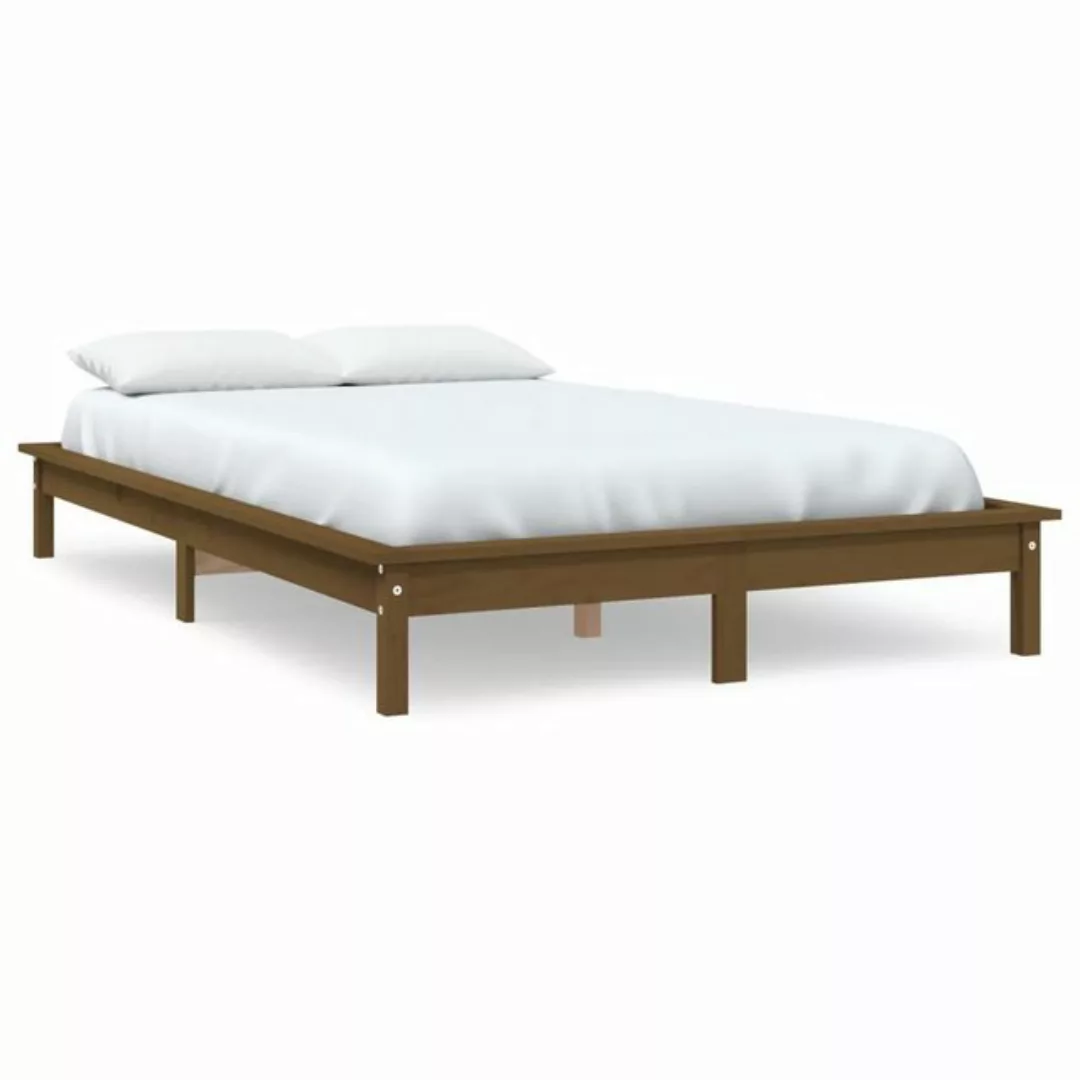 furnicato Bett Massivholzbett Honigbraun 140x200 cm Kiefer günstig online kaufen
