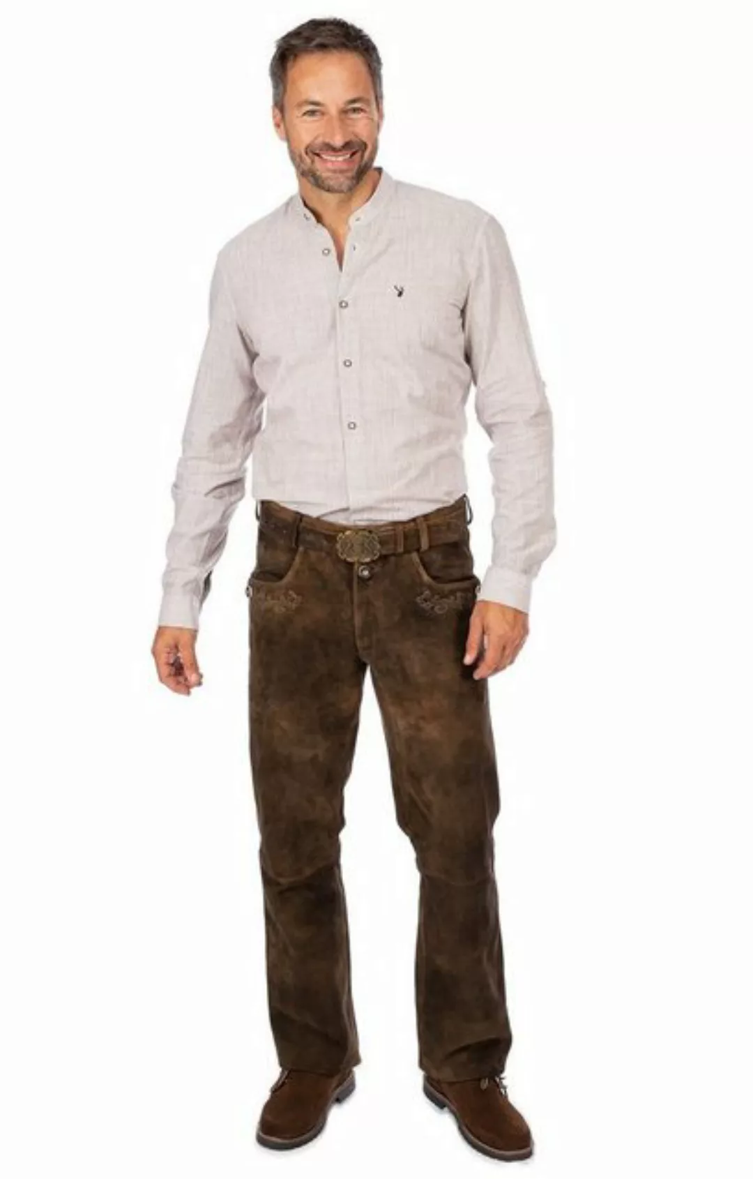 Almsach Trachtenhose Lederhose lang mit Gürtel HE1051 deerlook günstig online kaufen