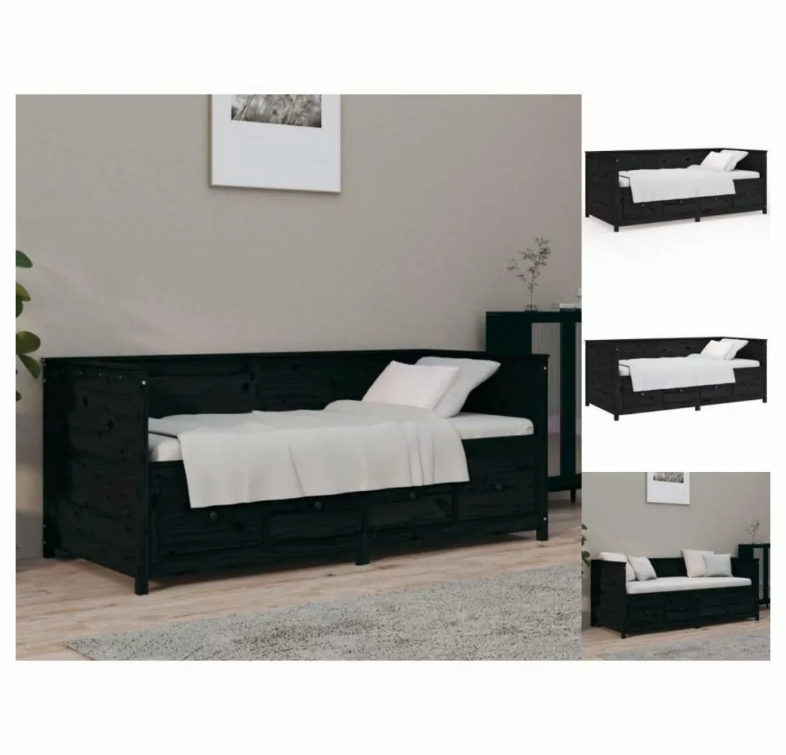 vidaXL Bettgestell Tagesbett Schwarz 75x190 cm Massivholz Kiefer Bett Bettg günstig online kaufen