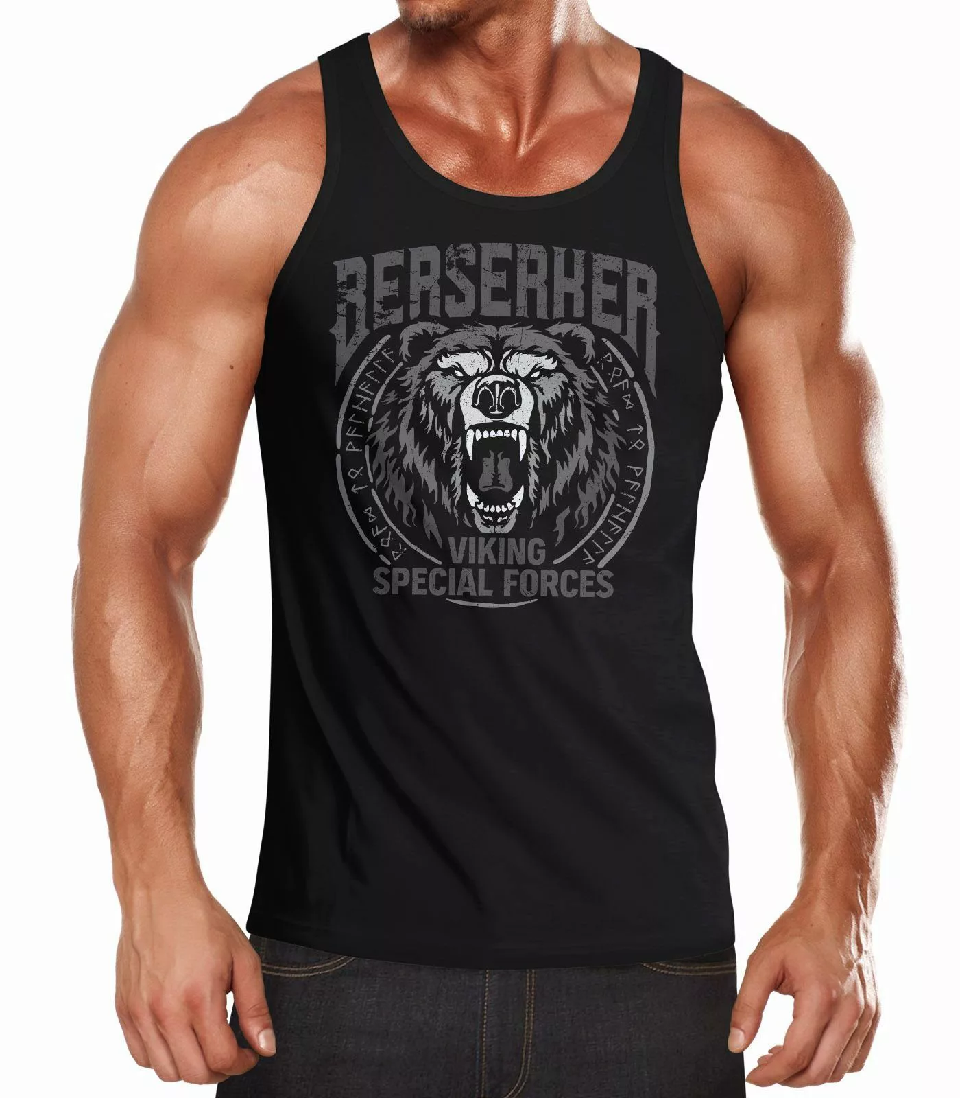 Neverless Tanktop Herren Tank-Top Berserker Bär günstig online kaufen