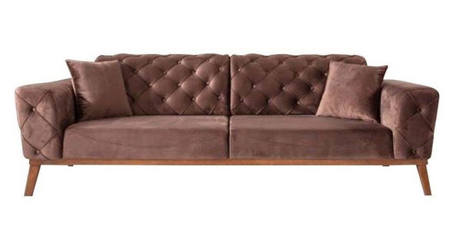 JVmoebel Sofa Braune Chesterfield Samt Couch Wohnzimmer Couchen Sofa, Made günstig online kaufen