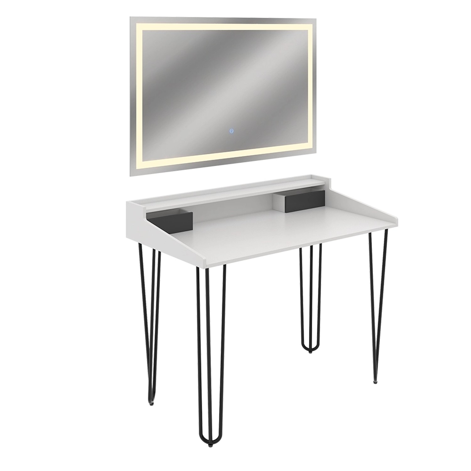 Vicco Schminktisch Sannar, Weiß/Schwarz, 110 cm günstig online kaufen