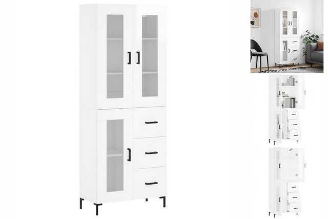 vidaXL Vitrine Highboard Hochglanz-Weiß 69,5x34x180 cm Spanplatte Glas Vitr günstig online kaufen