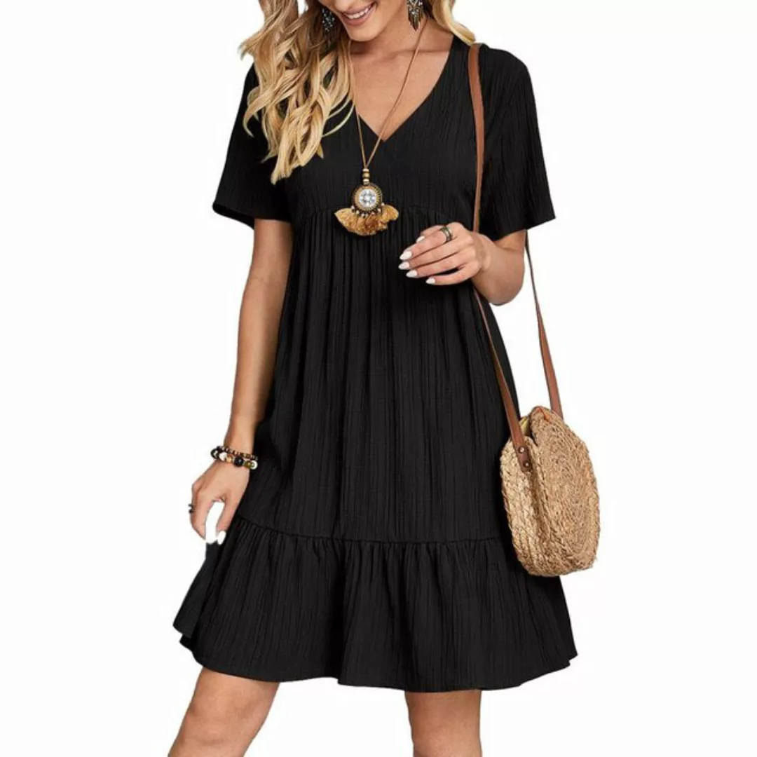 FIDDY Trägerkleid Lockeres, lässiges und fließendes Kleid mit Gürtel günstig online kaufen