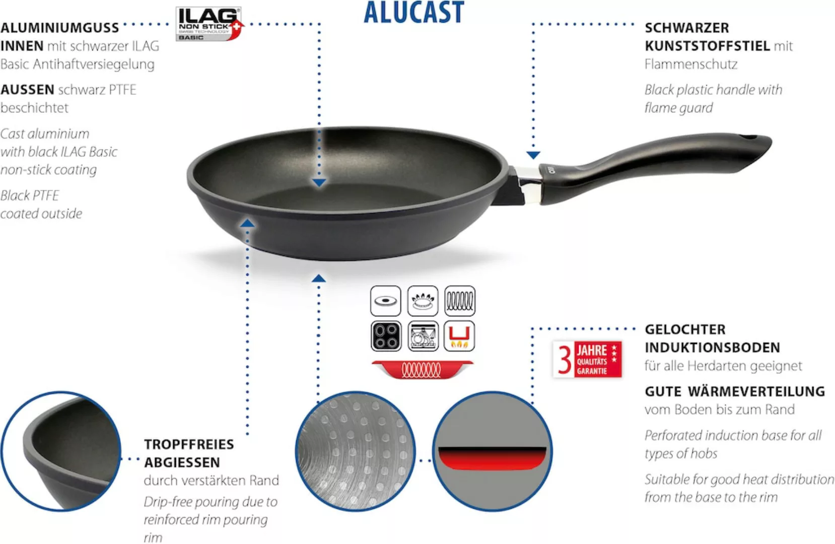 Elo Crêpepfanne »Alucast«, Aluminiumguss, (1 tlg.), Induktion, Ø 28 cm günstig online kaufen