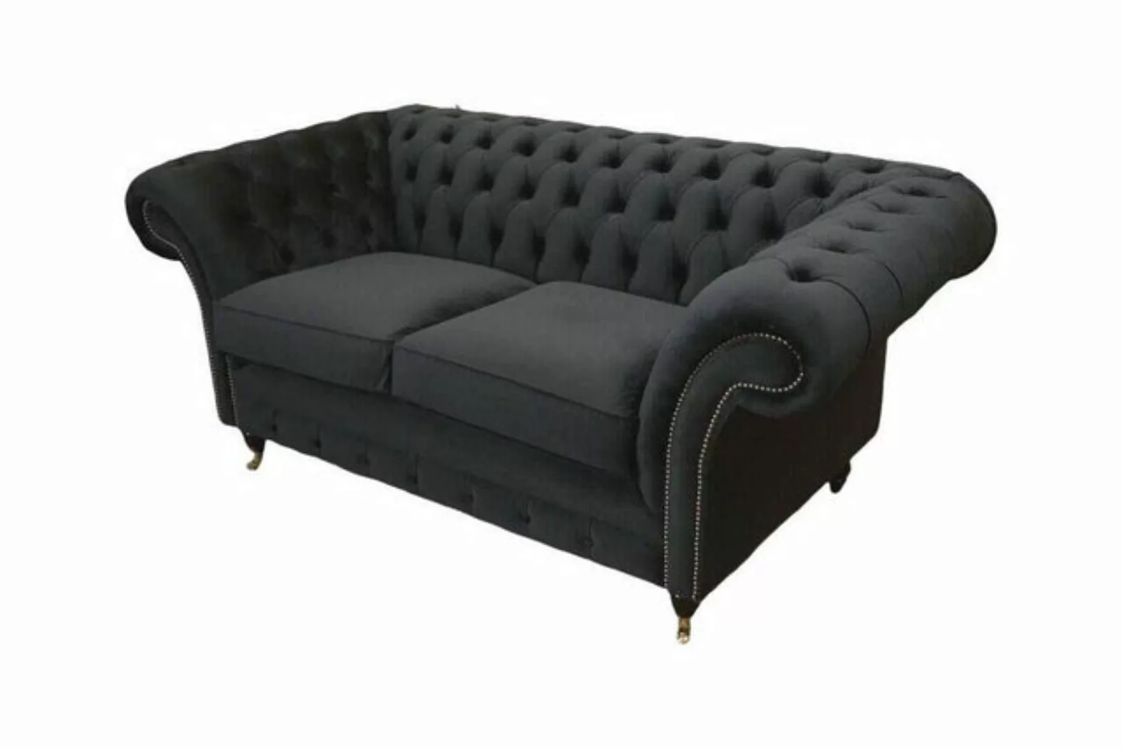 Xlmoebel Sofa Schwarz Chesterfield 2-Sitzer Sofa Polster Möbel Design Stoff günstig online kaufen