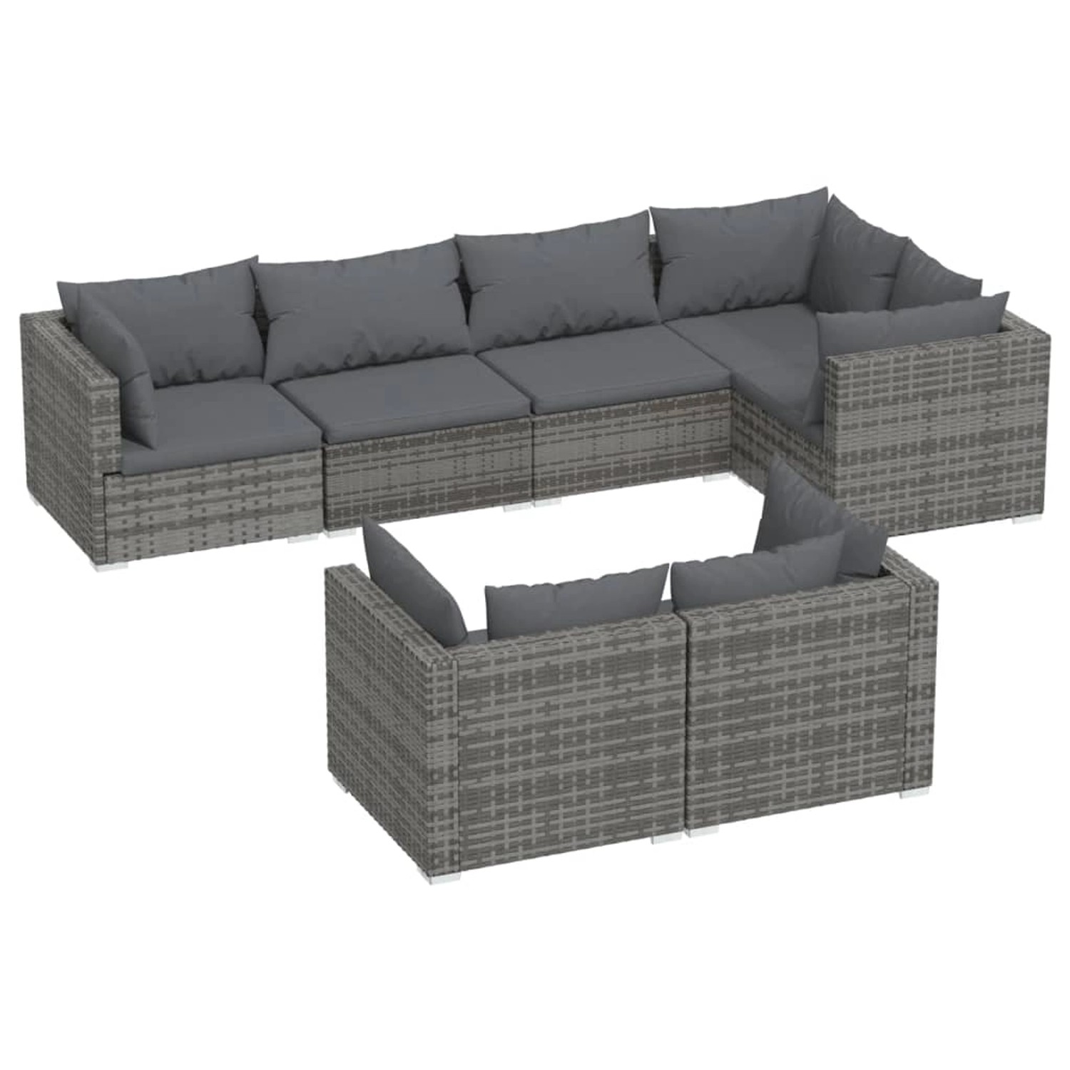 Vidaxl 7-tlg. Garten-lounge-set Mit Kissen Grau Poly Rattan günstig online kaufen