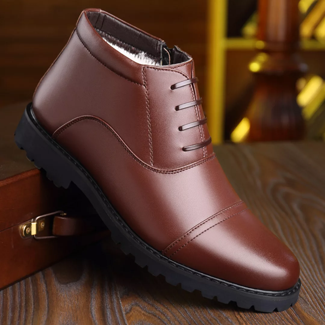 Herren Cap Toe Warmes Plüschfutter Schnüren Business Leder Stiefel günstig online kaufen