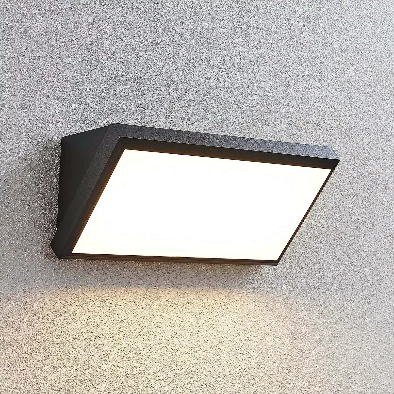 Lindby LED-Außenwandleuchte Abby, grau, Kunststoff, IP65 günstig online kaufen