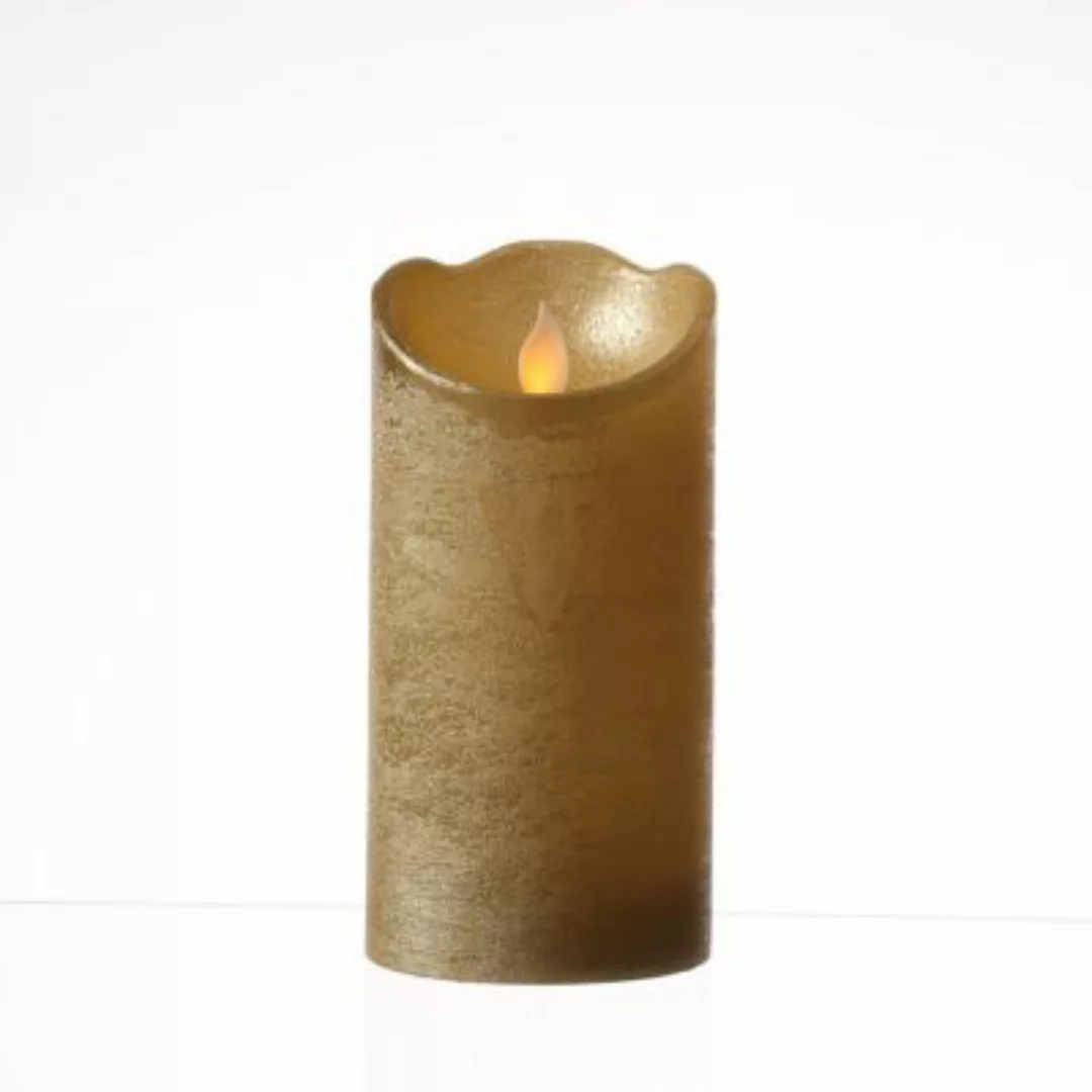 MARELIDA LED Kerze Twinkle Echtwachs bewegte Flamme D: 7,5cm H: 15cm gold günstig online kaufen