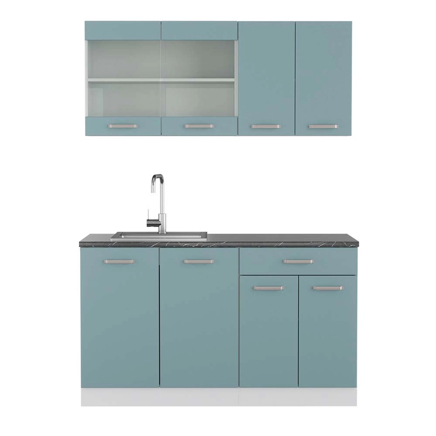 Vicco Küchenzeile R-Line, Weiß/Anthrazit, 300 cm, günstig online kaufen