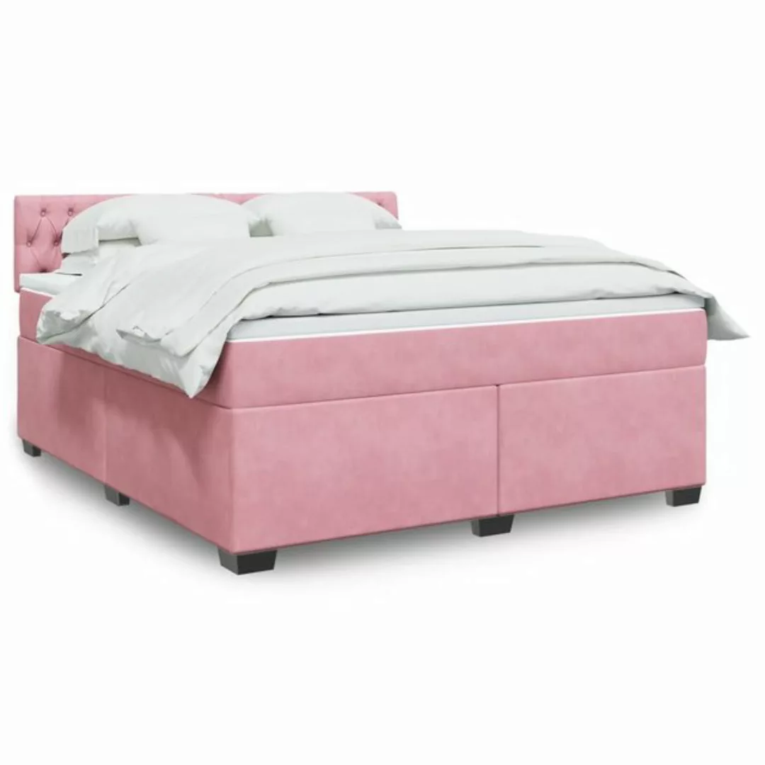 vidaXL Boxspringbett, Boxspringbett mit Matratze Rosa 180x200 cm Samt günstig online kaufen