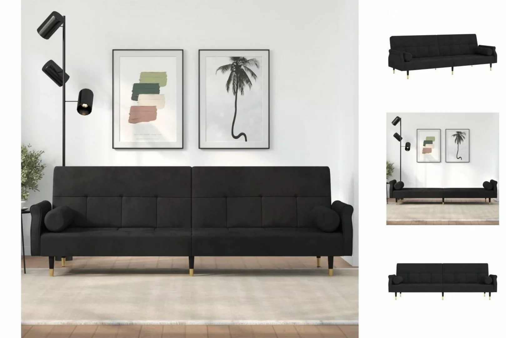 vidaXL Sofa Schlafsofa mit Kissen Schwarz Samt Gästebett Gästesofa Schlafco günstig online kaufen