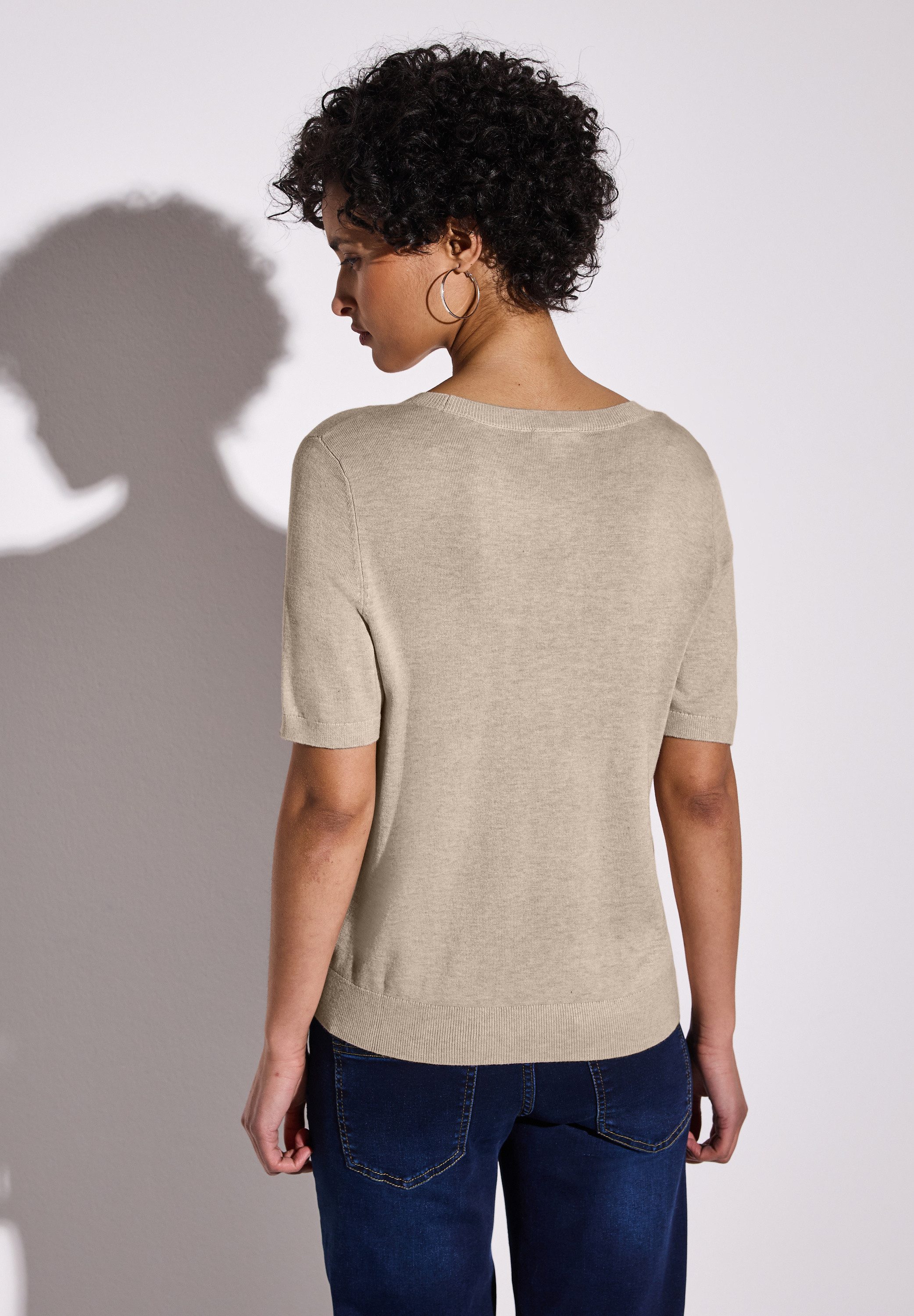 STREET ONE Kurzarmpullover mit Rippbündchen günstig online kaufen