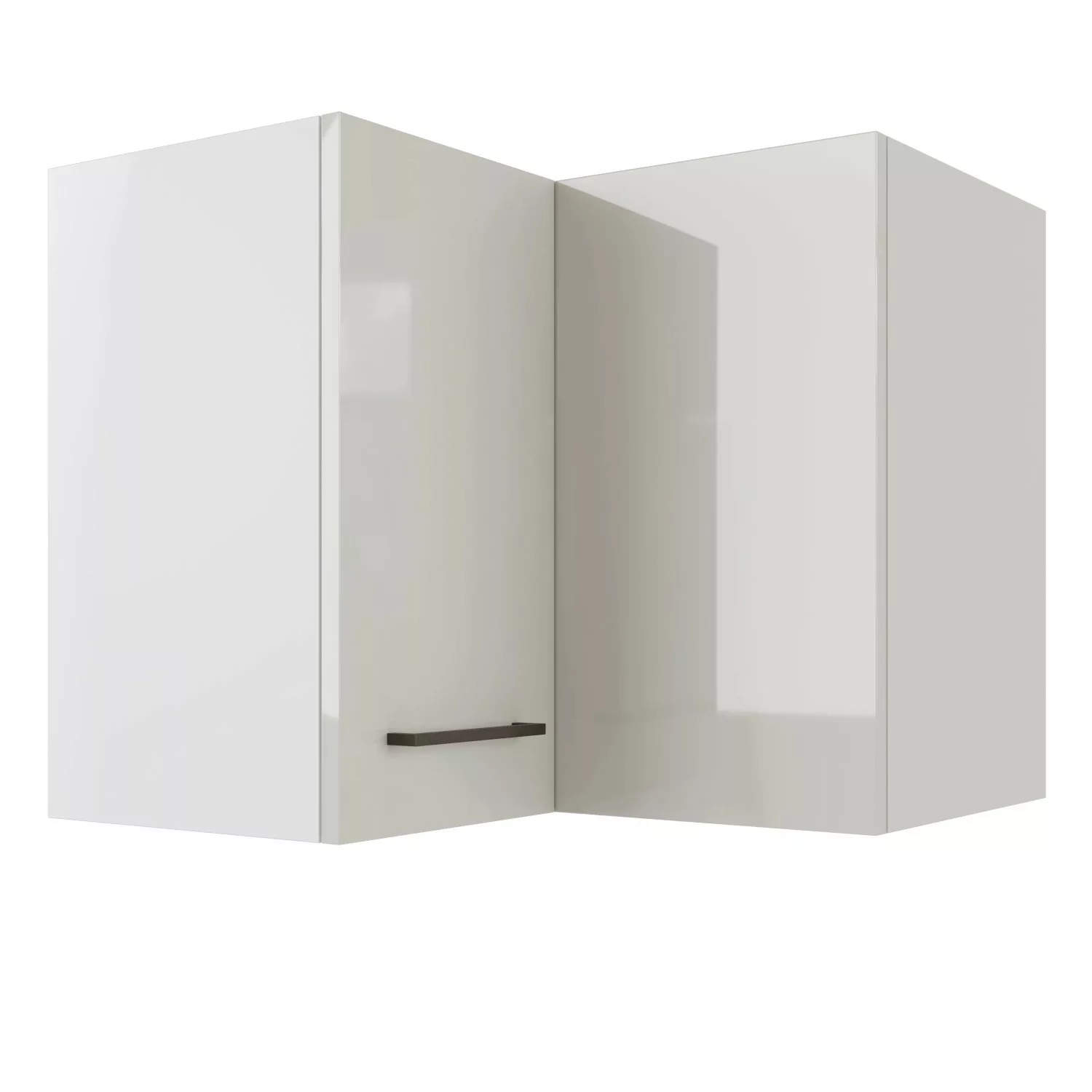 Flex-Well Exclusiv Eck-Hängeschrank Lund 60cmx60cm Lichtgrau glänzend-Rauch günstig online kaufen