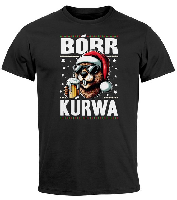 MoonWorks Print-Shirt Herren T-Shirt Weihnachten Spruch lustig Meme Biber B günstig online kaufen