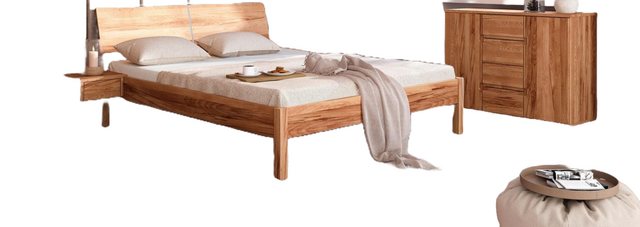 Natur24 Bett Bett Bento 9 Sonderlänge 200x190 Kernbuche Holzkopfteil und Ho günstig online kaufen