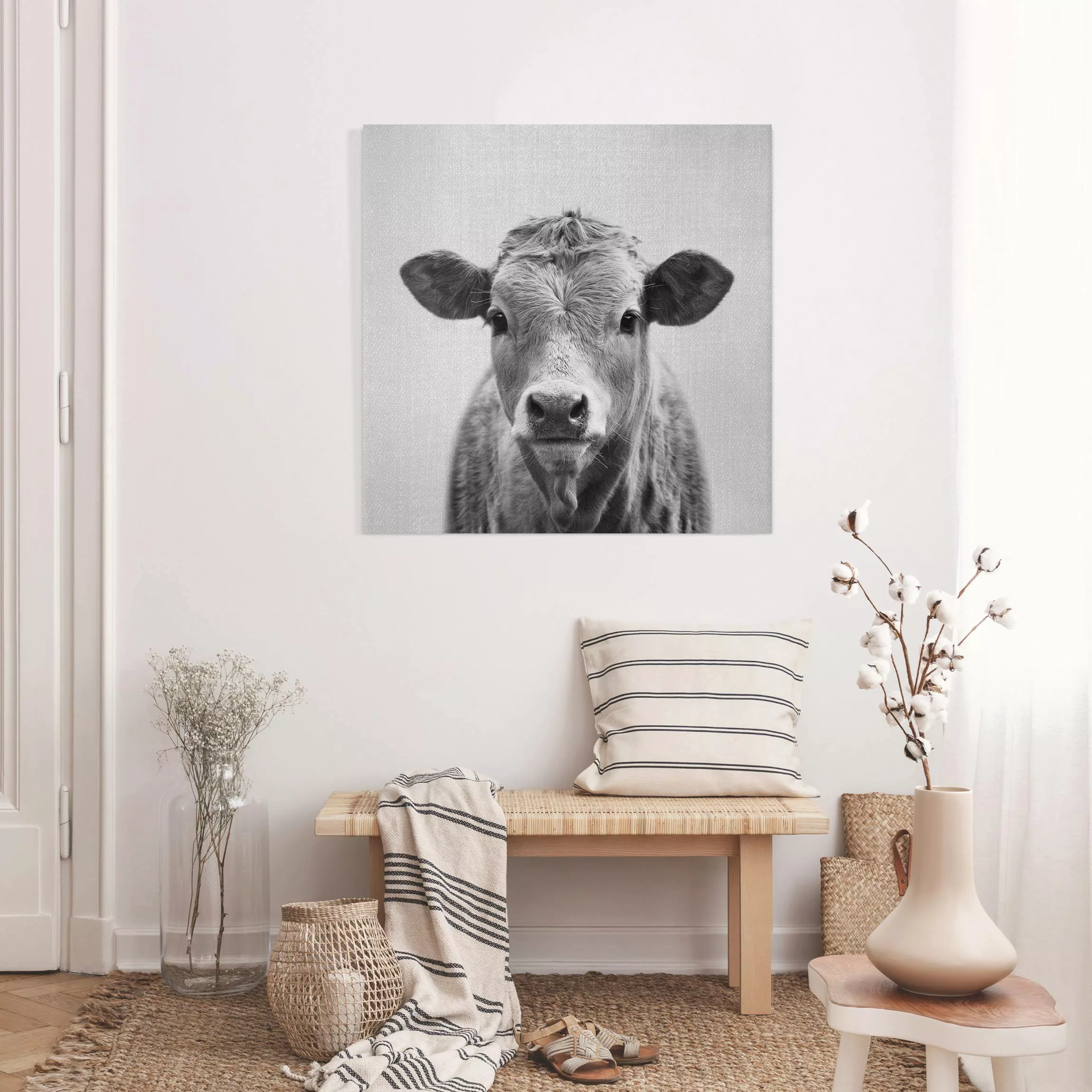 Leinwandbild Kuh Kathrin Schwarz Weiß günstig online kaufen