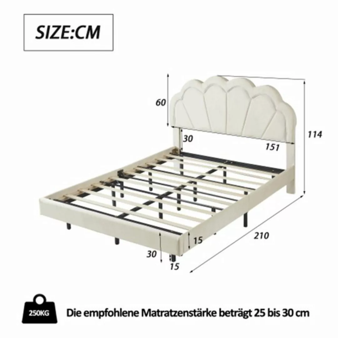 XDeer Polsterbett Polsterbett,Gepolsterter Schwebebett Rahmen mit LED-Leuch günstig online kaufen