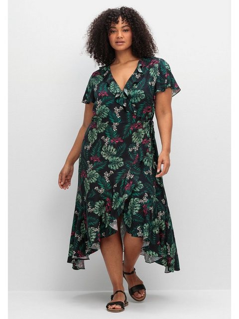 Sheego Sommerkleid "Große Größen", mit Tropenprint und Volant günstig online kaufen