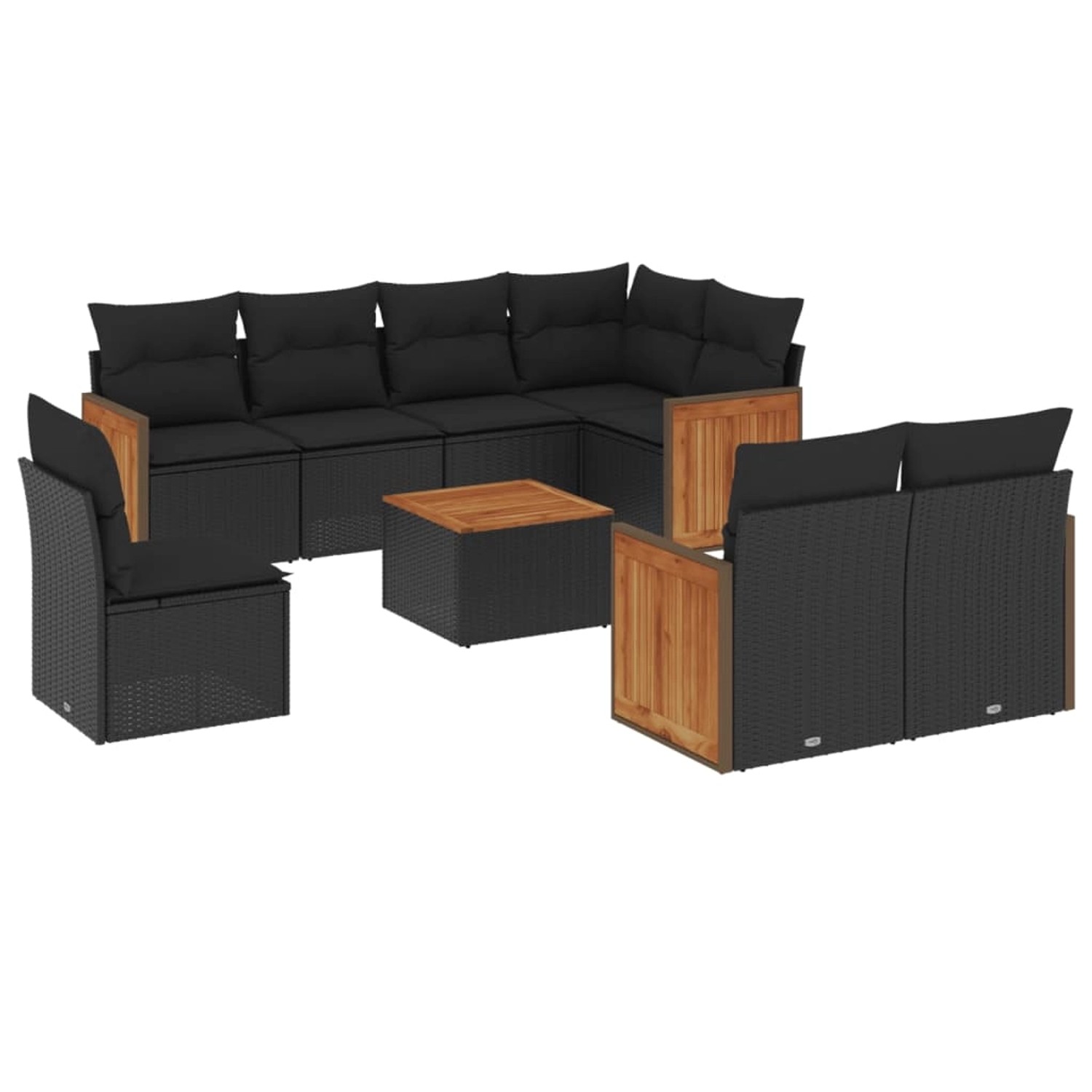 vidaXL 9-tlg Garten-Sofagarnitur mit Kissen Schwarz Poly Rattan Modell 129 günstig online kaufen