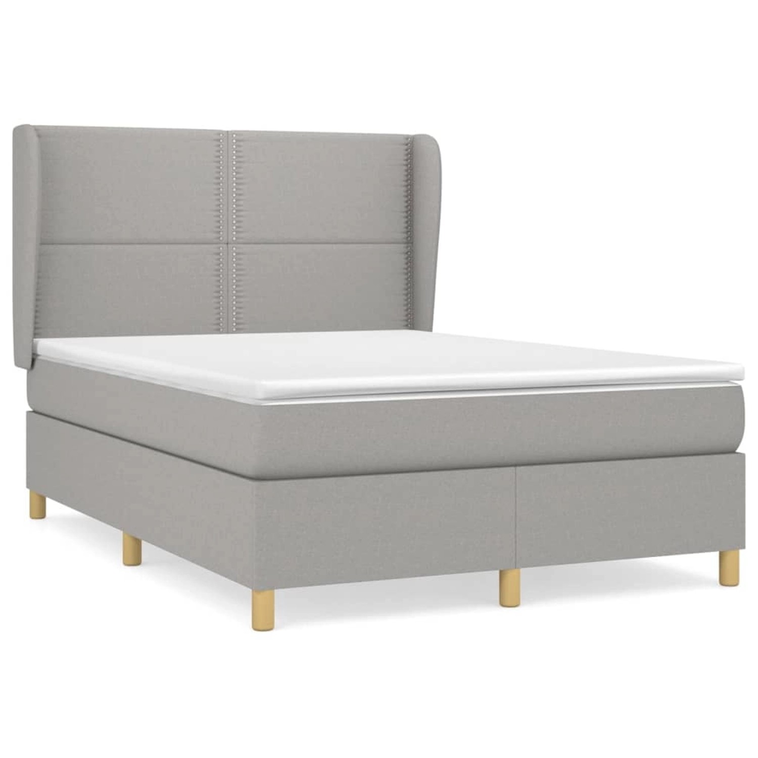 vidaXL Boxspringbett Boxspringbett mit Matratze Hellgrau 140x200 cm Stoff B günstig online kaufen