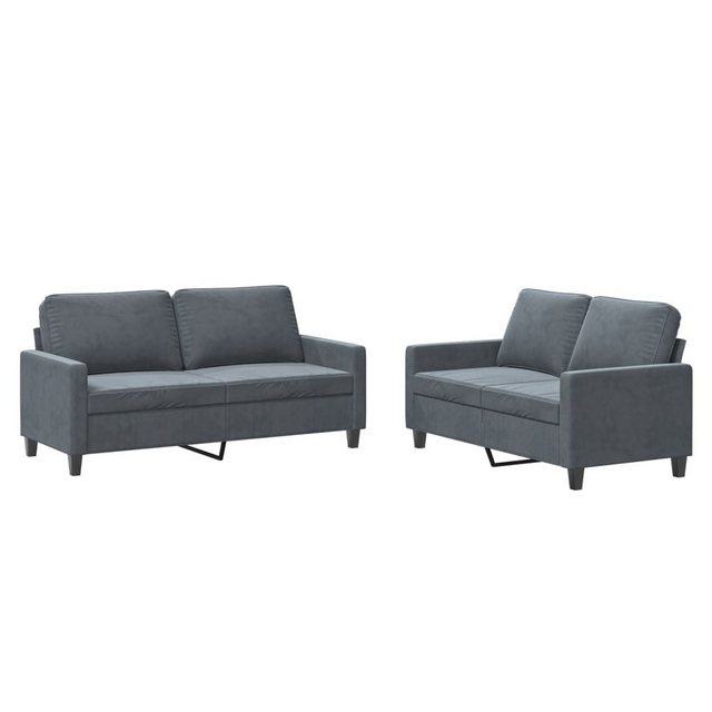 vidaXL Sofa Sofagarnitur Set mit Kissen Samt, 2-tlg., Dunkelgrau günstig online kaufen