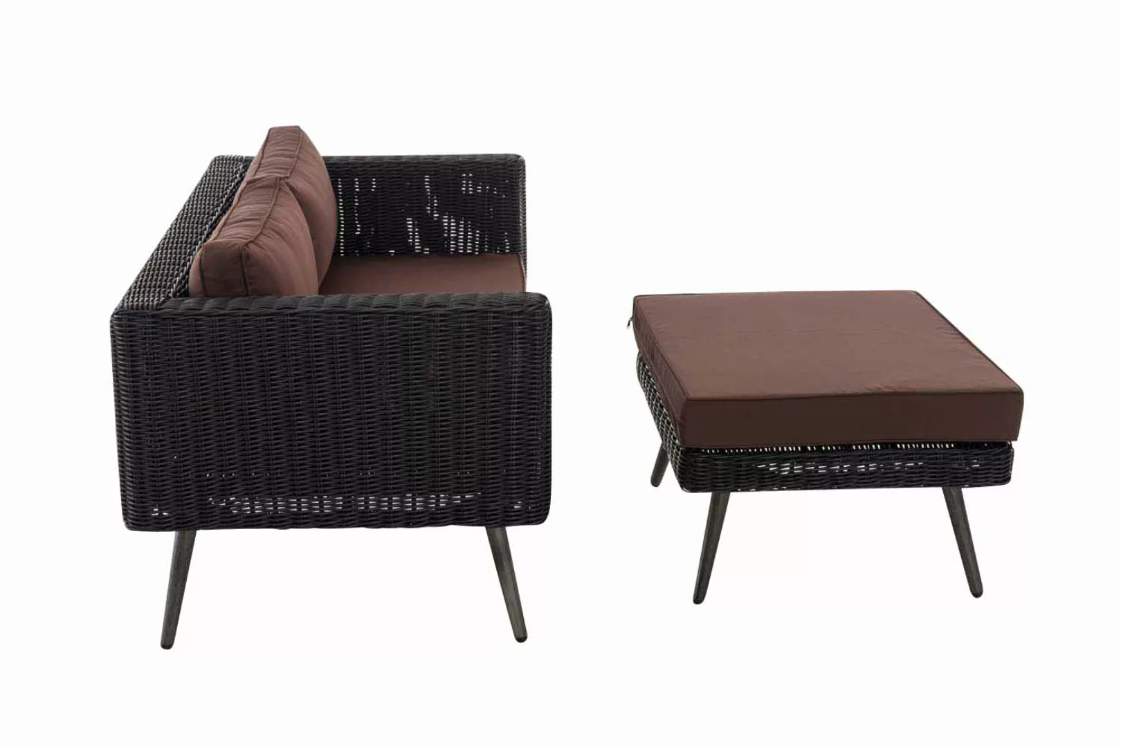 2er Sofa Molde Mit Fußhocker Rundrattan  Schwarz 40 Cm (dunkelgrau) Terrabr günstig online kaufen