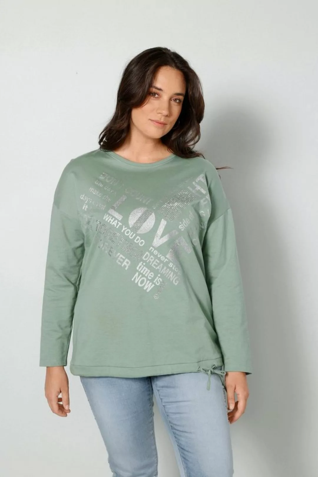 MIAMODA Sweatshirt Sweatshirt LOVE Saum-Bindeband günstig online kaufen