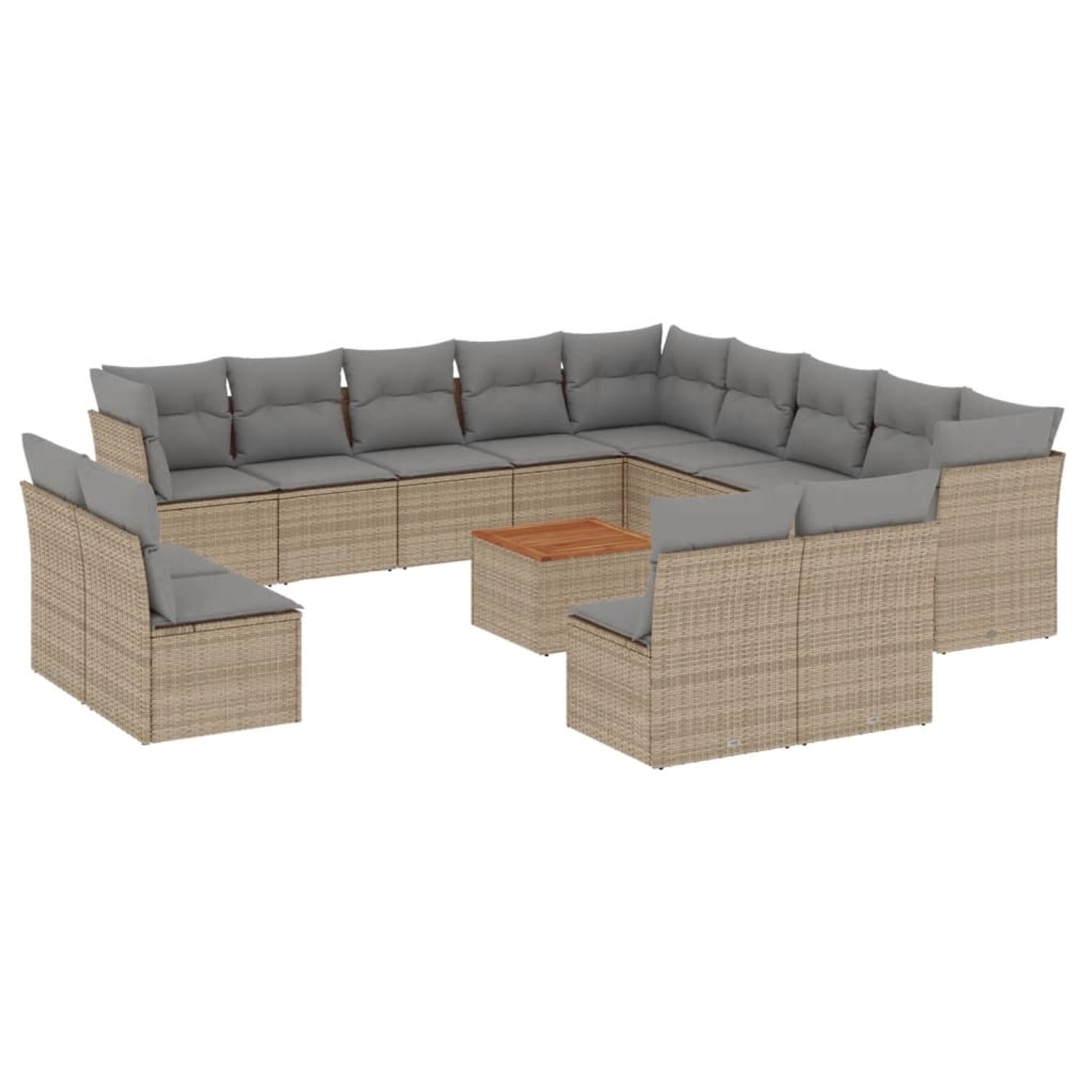 vidaXL 14-Tlg Garten-Sofagarnitur mit Kissen Beige Poly Rattan 3223938 günstig online kaufen