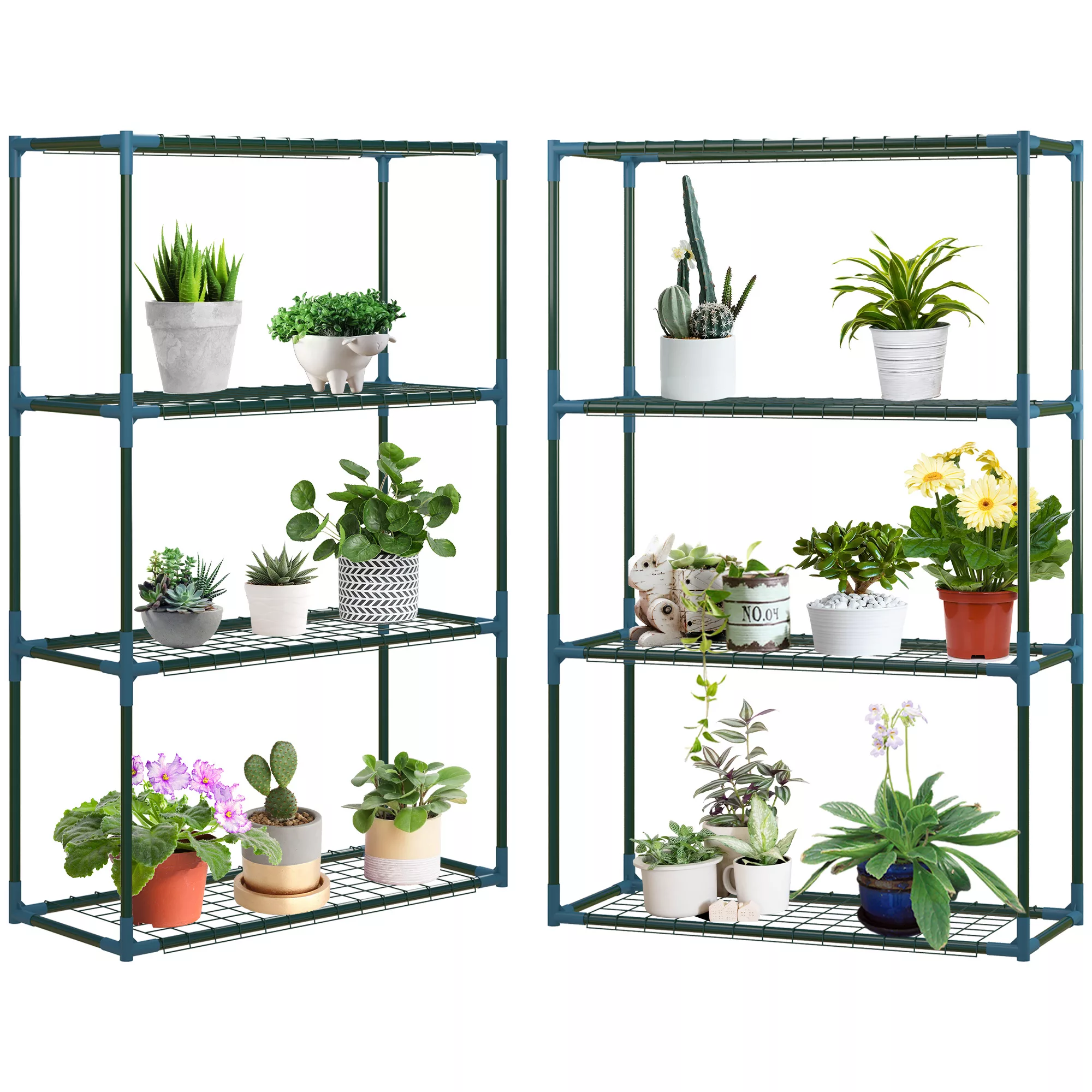 Outsunny Pflanzenregal 2er Set, Pflanzenständer mit 4 Etagen, Blumentopf To günstig online kaufen