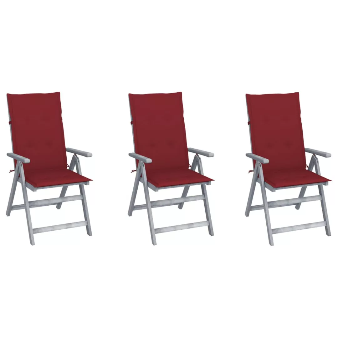 Verstellbare Gartenstühle 3 Stk. Mit Auflagen Massivholz Akazie günstig online kaufen